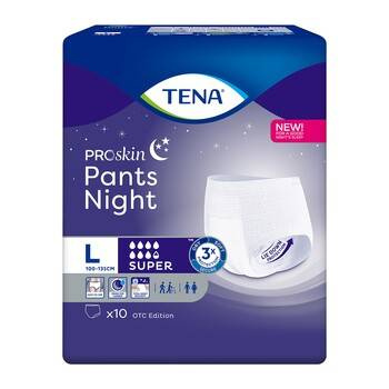 TENA Pants ProSkin Super Night L Majtki chłonne x 10 szt.