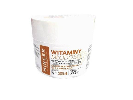 Mincer Pharma Witaminy młodości No. 354 Odżywczo-liftingujący tłusty krem do twarzy 70+ 50 ml