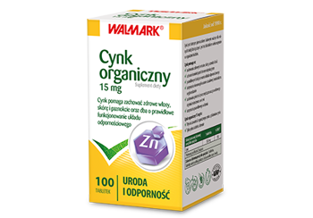 Cynk organiczny 15 mg 100 tabletek. Walmark