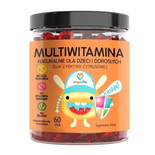 Myvita Multiwitamina Naturalne żelki 60 Sztuk Zdrowie Witaminy I Minerały Witaminy I 9502